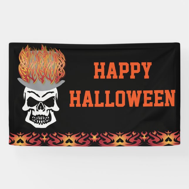 Banderoles Joyeux crâne d'Halloween (Horizontal)