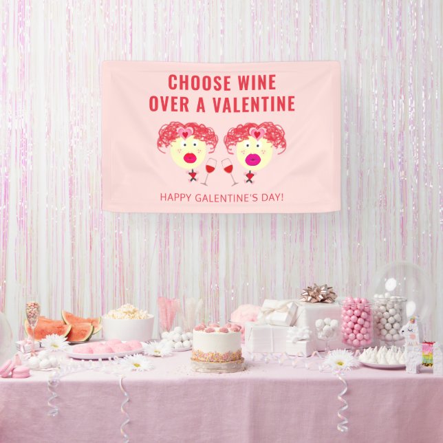 Banderoles Joyeux Galentines Jour Valentines fête Vin amusant (Fête)