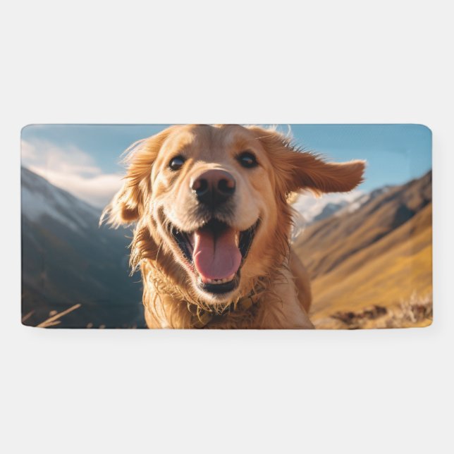 Banderoles Joyeux Golden Retriever en cours (Horizontal)