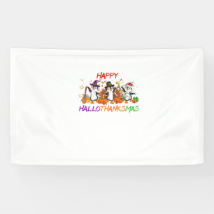 Banderoles Joyeux Hallothanksmas Penguin Halloween Thanksgivi