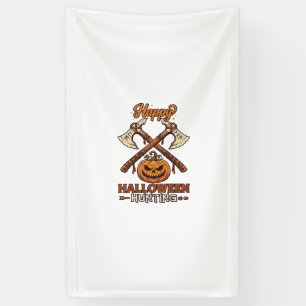 Banderoles Joyeux Halloween Chasse Haches Croisées Citrouille