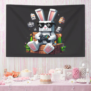 Banderoles Joyeux Jour de Pâques Joueur Vidéo Oeuf Lapin Jour