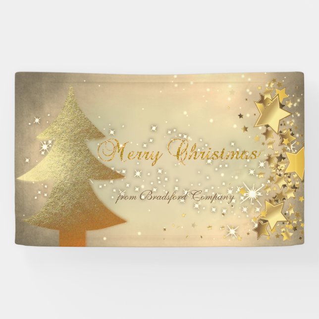 Banderoles Joyeux Noël, Arbre de Noël, Étoiles, Étincelle (Horizontal)