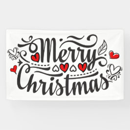 Banderoles Joyeux Noël belle calligraphie lettrant coeur