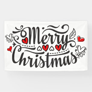 Banderoles Joyeux Noël belle calligraphie lettrant coeur