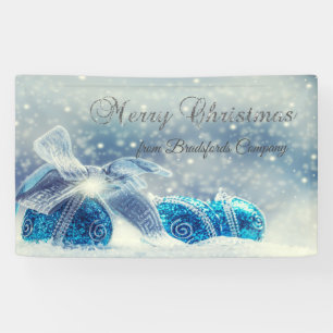 Banderoles Joyeux Noël, Bleu, Boules de Noël
