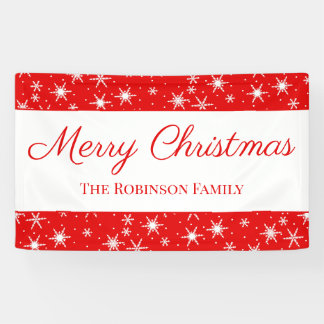 Banderoles Joyeux Noël flocon de neige rouge blanc mignon