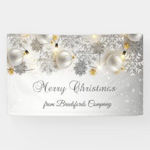 Banderoles Joyeux Noël, Flocons d'Argent,Boules,Lumières