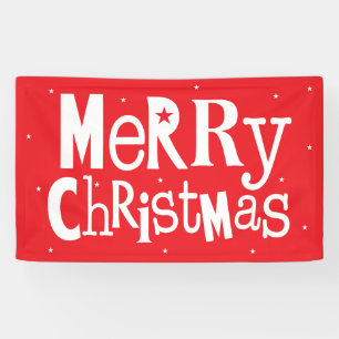 Banderoles Joyeux Noël moderne Rouge Script Holiday