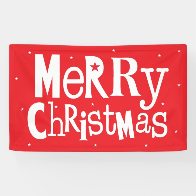 Banderoles Joyeux Noël moderne Rouge Script Holiday (Horizontal)