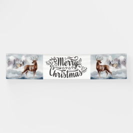 Banderoles Joyeux Noël neige cabine bois stache aquarelle