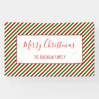 Banderoles Joyeux Noël Rouge Vert personnalisé Nom de famille