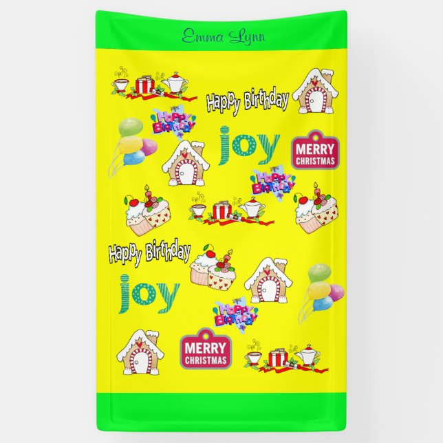 Banderoles Joyeux Noël Vinyl Joyeux anniversaire (Vertical)