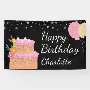 Banderoles Joyeux nom d'anniversaire Gâteau d'anniversaire e