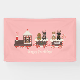 Banderoles Joyeux Pawlidays Chien Noël Train de vacances