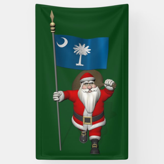 Banderoles Joyeux Père Noël Avec Drapeau De Caroline Du Sud (Vertical)