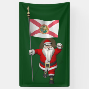 Banderoles Joyeux Père Noël Avec Drapeau De Floride