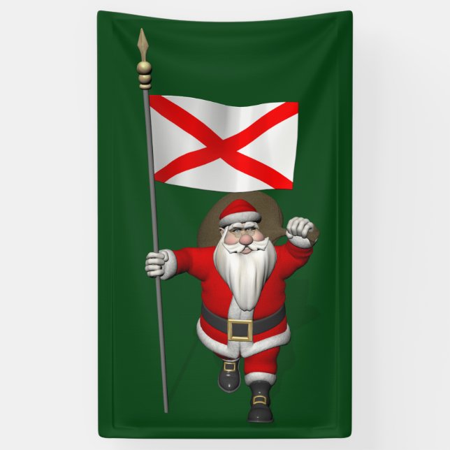 Banderoles Joyeux Père Noël Avec Drapeau De L'Alabama (Vertical)