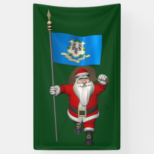 Banderoles Joyeux Père Noël Avec Drapeau Du Connecticut