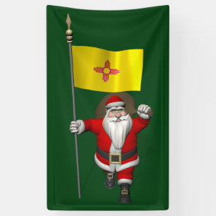 Banderoles Joyeux Père Noël Avec Drapeau Du Nouveau-Mexique