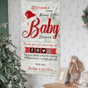 Banderoles Joyeux petit Baby shower de Noël Bienvenue
