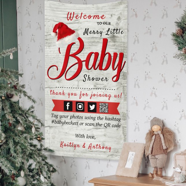Banderoles Joyeux petit Baby shower de Noël Bienvenue (Créateur téléchargé)