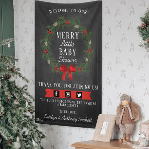 Banderoles Joyeux petit Baby shower de Noël Bienvenue