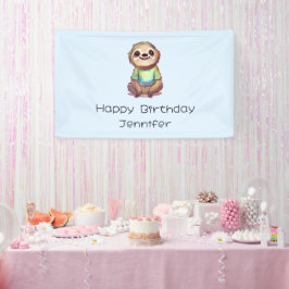 Banderoles Joyeux sourire Sloth assis détente Anniversaire