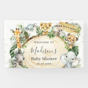 Banderoles Jungle Animaux Baby shower verdoyant Contexte