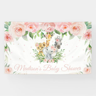 Banderoles Jungle Animaux Safari Blush Pink Floral fond B