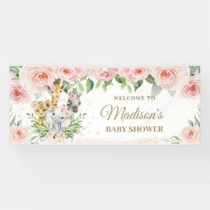 Banderoles Jungle Animaux Safari Blush Rose Floral fond