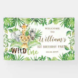 Banderoles Jungle Animaux Végétation Anniversaire Bienvenue e