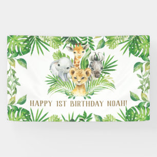 Banderoles Jungle Animaux Végétation Anniversaire Bienvenue e