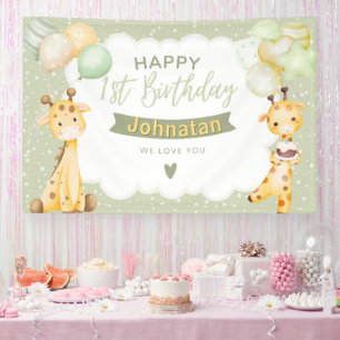 Banderoles Jungle Safari 1er Anniversaire Thème Girafe Mignon