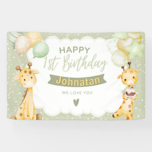 Banderoles Jungle Safari 1er Anniversaire Thème Girafe Mignon