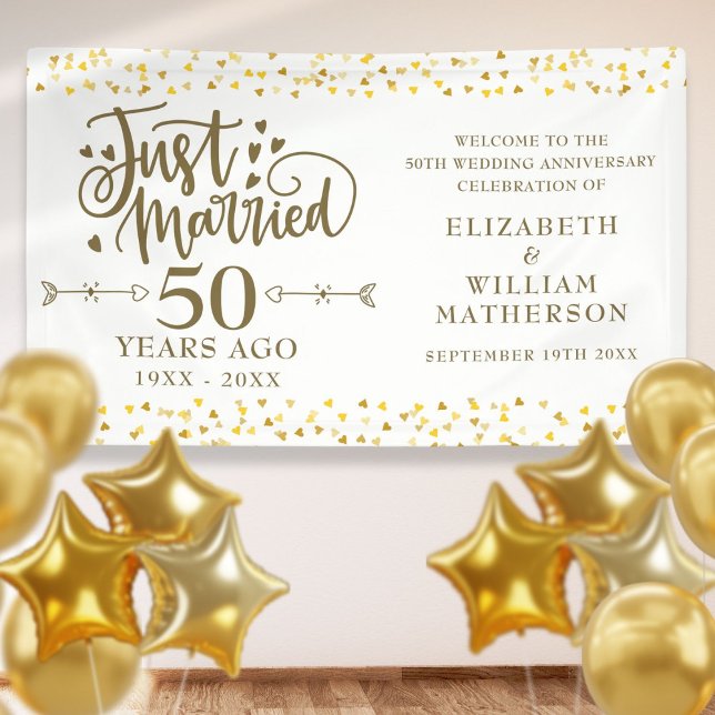 Banderoles Juste marié 50ème Mariage Anniversaire Affiche de  (Just Married 50th Wedding Anniversary Welcome Sign)
