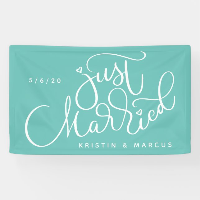 Banderoles Juste marié | Ajouter votre nom et votre date (Horizontal)