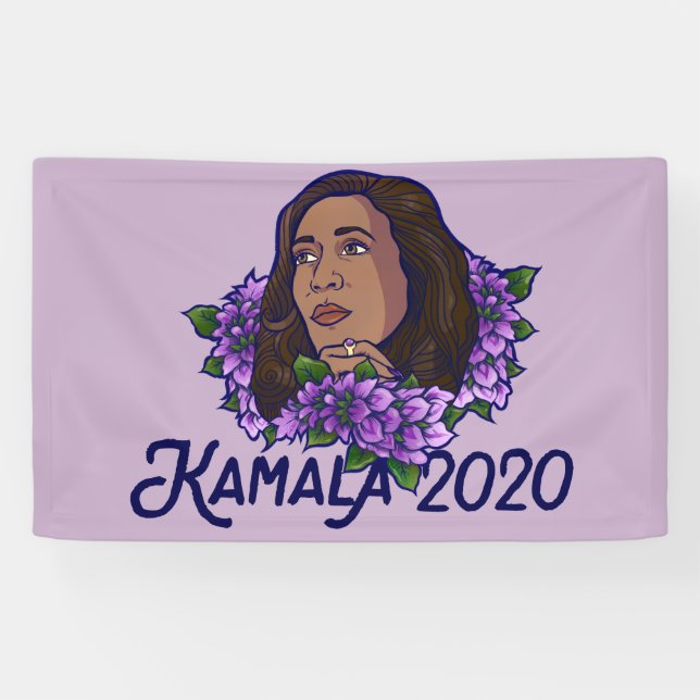 Banderoles Kamala 2020 Floral Violet Art (Horizontal)