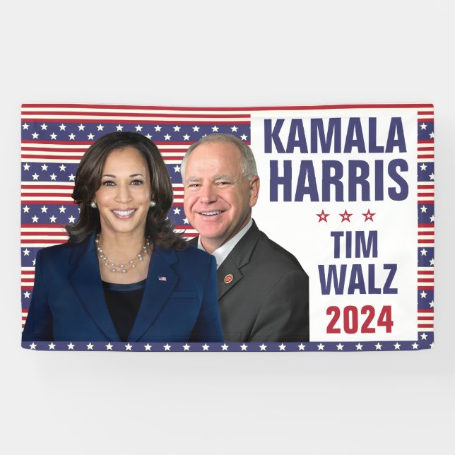 Banderoles Kamala Harris Tim Walz 2024 Président Vice Photos (Horizontal)
