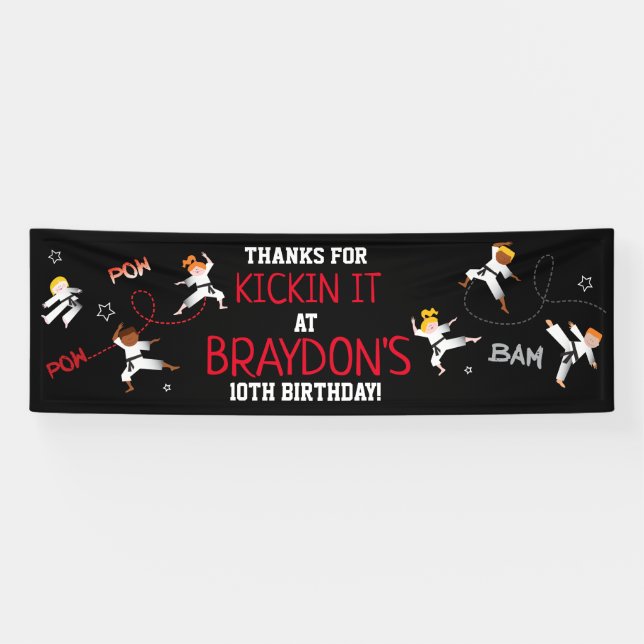 Banderoles Karate Enfants Enfants Fête d'anniversaire Bannièr (Horizontal)