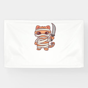 Banderoles Kawaii Halloween chat maman avec épée classique T-