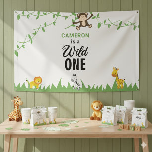 Banderoles Kawaii Wild Un Anniversaire Safari Jungle Animaux