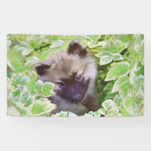 Banderoles Keeshond Puppy in the Garden Peinture Art original