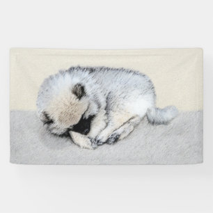 Banderoles Keeshond Sleeping Puppy Peinture Chien Art origina