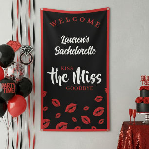 Banderoles Kiss the Miss Goodbye Enterrement de vie de jeune 