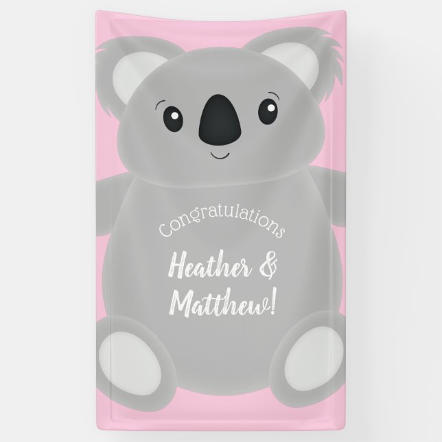 Banderoles Koala Baby shower fille (Vertical)