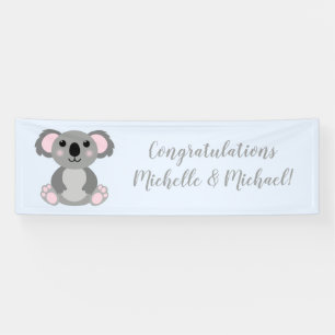 Banderoles Koala Bear Baby shower Rose Girl