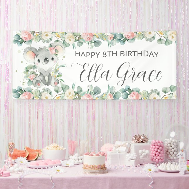 Banderoles Koala Floral Eucalyptus Greenery Welcome Backdrop  (Fête)