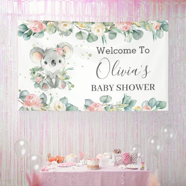 Banderoles Koala Floral Eucalyptus Verdure Bienvenue Contexte (Fête)
