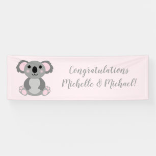 Banderoles Koala ours Baby shower fille rose